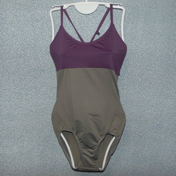 Body Wrappers Grey Maroon Leotard L - Picture 1 of 7